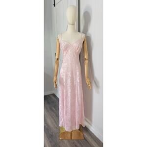 Vtg 90s Victoria’s Secret Size M Pink BurnOut Slip Nightgown Dress Gold Label